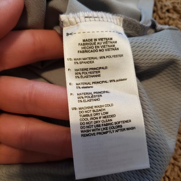 Adidas golf polo short sleeve color block striped climacool grey blue L - Picture 3 of 6